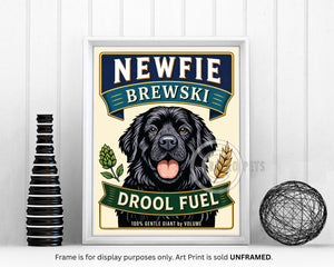 Black Newfoundland Art "Newfie Brewski" Art Print by Krista Brooks