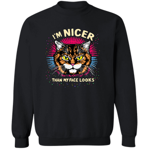 "I'M NICER THAN MY FACE LOOKS" CAT | SWEATSHIRT | SHIPS FREE FOR USA!