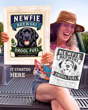 Artist Krista Brooks with Black Newfoundland art print