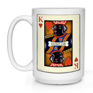 Labrador Retriever Art "Lucky Lab - King of Hearts" 15 oz. Coffee Mug