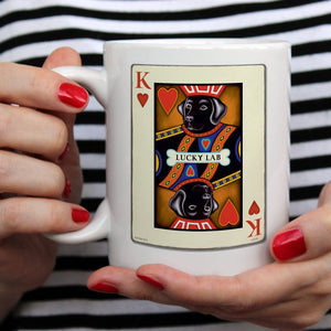 Labrador Retriever Art "Lucky Lab - King of Hearts" 15 oz. Coffee Mug