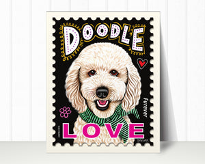 Goldendoodle Art Print "LOVE Furever Stamp" | Doodle Lover Gift