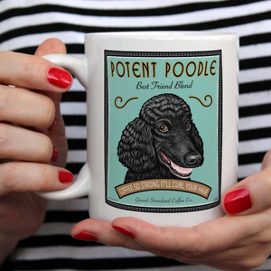 Standard Poodle Art "Potent Poodle" 15 oz. White Coffee Mug