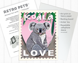 Koala Art - 8x10 Faux Postage Stamp Art Print by Krista Brooks