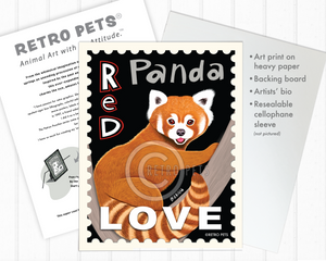 Red Panda Art - 8x10 Faux Postage Stamp Art Print by Krista Brooks