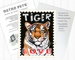 Tiger Art - 8x10 Faux Postage Stamp Art Print by Krista Brooks