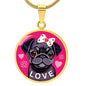 Pug Love Luxury Necklace | Black Pug | Perfect Pug Lover Gift!