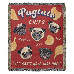 Heirloom Woven "Pugtato Chips" Blanket | Retro Pets