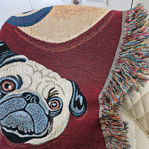 Heirloom Woven "Pugtato Chips" Blanket | Retro Pets