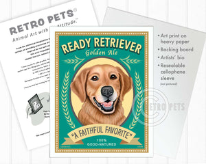 Golden Retriever Art "Ready Retriever Golden Ale" Art Print by Krista Brooks
