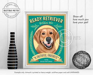 Golden Retriever Art "Ready Retriever Golden Ale" Art Print by Krista Brooks