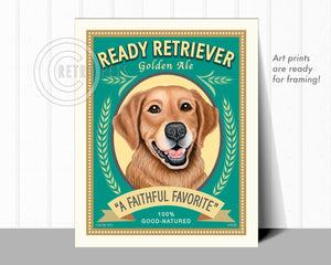 Golden Retriever Art "Ready Retriever Golden Ale" Art Print by Krista Brooks