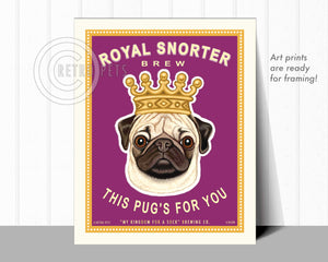 Pug Art "Royal Snorter Brew" Art Print by Krista Brooks