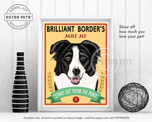 Border Collie Canvas | Border Collie Art | Retro Pets Art