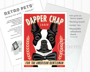 Boston Terrier Art | Dapper Chap Lager Art | Retro Pets Art