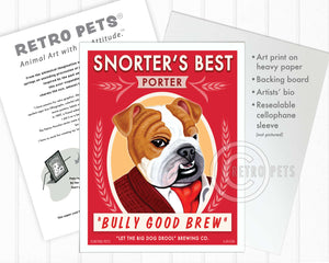 Bulldog Wall Art "Snorter's Best Porter" | Retro Pets Art