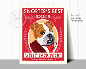 Bulldog Wall Art "Snorter's Best Porter" | Retro Pets Art