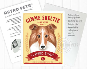 Shetland Sheepdog (Sheltie) Art "Gimme Sheltie" Art Print by Krista Brooks