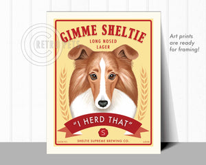 Shetland Sheepdog (Sheltie) Art "Gimme Sheltie" Art Print by Krista Brooks