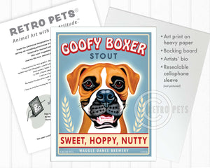 Goofy Boxer Art | Goofy Boxer Framed Art | Retro Pets Art