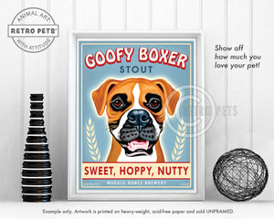Goofy Boxer Art | Goofy Boxer Framed Art | Retro Pets Art