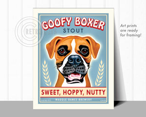 Goofy Boxer Art | Goofy Boxer Framed Art | Retro Pets Art