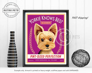 Yorkie Knows Best Terrier Art | Yorkie Knows Best Art | Retro Pets Art