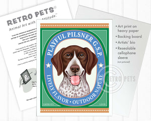 German Shorthair Pointer Art "Playful Pilsner" Art Print by Krista Brooks