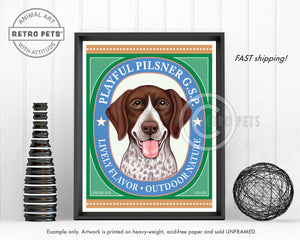 German Shorthair Pointer Art "Playful Pilsner" Art Print by Krista Brooks