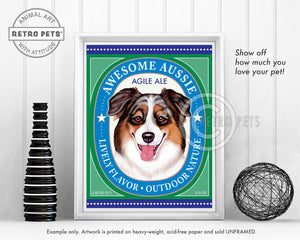 Awesome Aussie Agile Ale | Pets Shepherd Art | Retro Pets Art