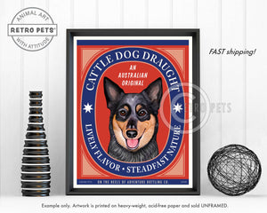 Cattle Dog Draught | Cattle Dog Art | Retro Pets Art