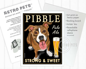 Pitbull Terrier Art "Pibble Pale Ale" Art Print by Krista Brooks
