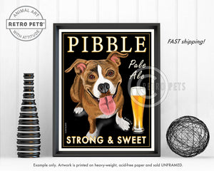 Pitbull Terrier Art "Pibble Pale Ale" Art Print by Krista Brooks