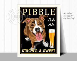 Pitbull Terrier Art "Pibble Pale Ale" Art Print by Krista Brooks