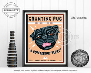 Pug Art "Grunting Pug" Art Print by Krista Brooks