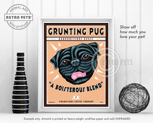 Pug Art "Grunting Pug" Art Print by Krista Brooks
