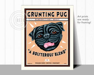 Pug Art "Grunting Pug" Art Print by Krista Brooks