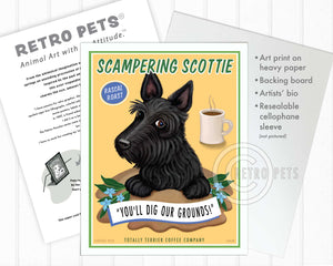 Scottish Terrier Art "Scampering Scottie" Art Print by Krista Brooks