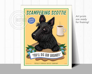 Scottish Terrier Art "Scampering Scottie" Art Print by Krista Brooks