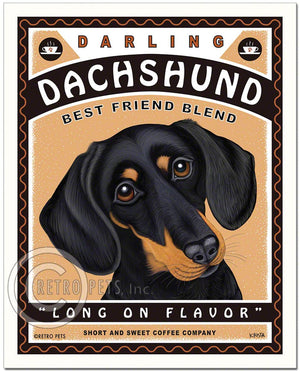 Darling Dachshund Coffee Art | Dachshund Coffee Art | Retro Pets Art
