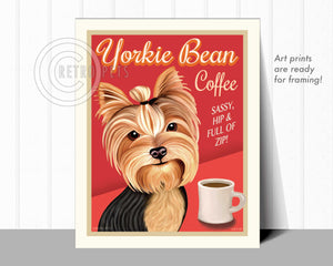 Yorkshire Terrier Art "Yorkie Bean Coffee" Art Print by Krista Brooks