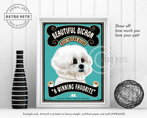 Bichon Frise Art "Beautiful Bichon Coffee" Art Print by Krista Brooks