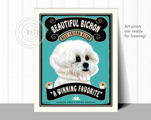 Bichon Frise Art "Beautiful Bichon Coffee" Art Print by Krista Brooks
