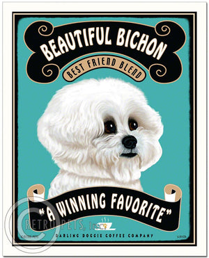 Bichon Frise Art "Beautiful Bichon Coffee" Art Print by Krista Brooks
