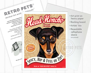 Miniature Pinscher Art "Head Honcho" Min Pin Art Print by Krista Brooks
