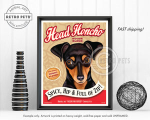Miniature Pinscher Art "Head Honcho" Min Pin Art Print by Krista Brooks