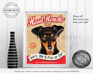 Miniature Pinscher Art "Head Honcho" Min Pin Art Print by Krista Brooks