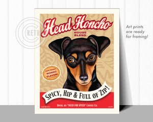 Miniature Pinscher Art "Head Honcho" Min Pin Art Print by Krista Brooks