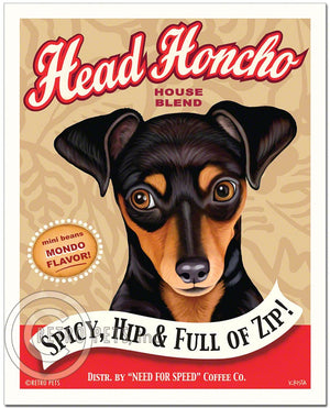 Miniature Pinscher Art "Head Honcho" Min Pin Art Print by Krista Brooks