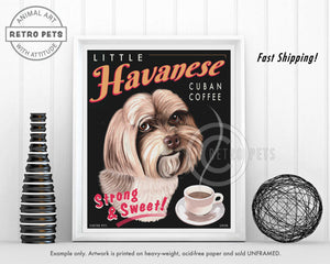 Havanese Art "Little Havanese Cuban Coffee" Art Print by Krista Brooks